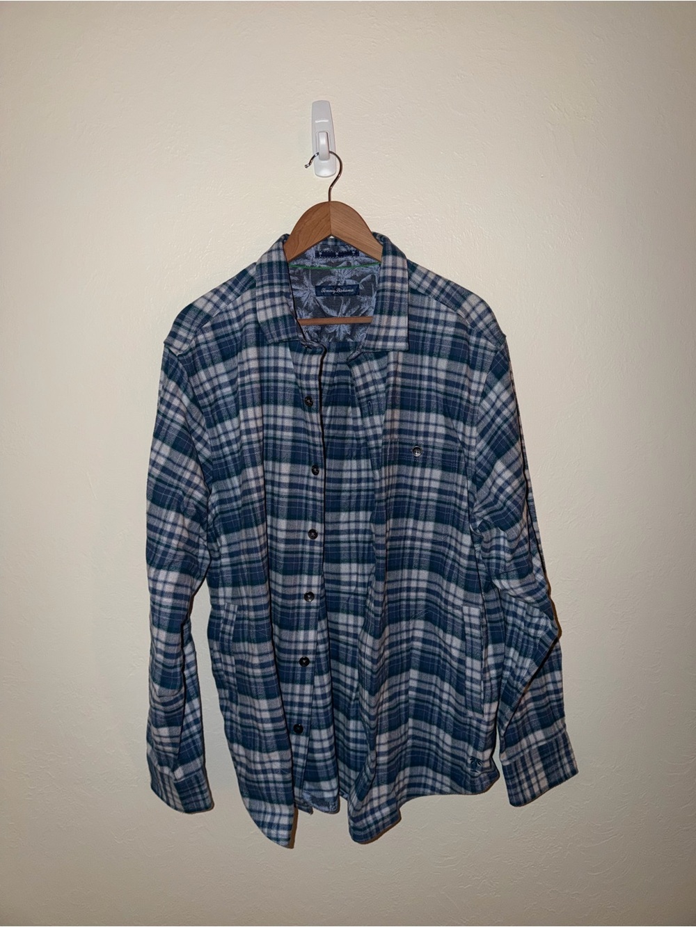Tommy Bahama Blue and White Plaid Casual Button-Down Shirt